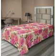 thumbnail image 1 of Ambesonne Rose Pattern Flat Bedding Sheet Soft Top Sheet, Garden Leafy Pattern, Twin, Fern Green Soft Pink, 1 of 1