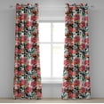 thumbnail image 1 of Ambesonne Rose Pattern Grommet Curtain, Garden of Romance Leaf, 50"x72", Pastel Pink Hunter Green, 1 of 5
