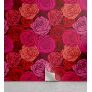 Ambesonne, Rose Pattern Peel & Stick Wallpaper for Home, Flowers Spring Boho, 13"x72", Hot Pink Coral Maroon