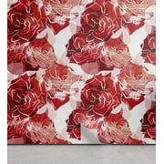 Ambesonne Rose Pattern Peel & Stick Wallpaper for Home, Fractal Flowers Retro, 13"x100", Dark Pink Blush White