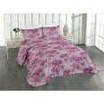 thumbnail image 1 of Ambesonne Rose Pattern Quilted Coverlet 3 Pcs, Floral Romantic Art, King Size, Dark Magenta Pale Lilac, 1 of 4