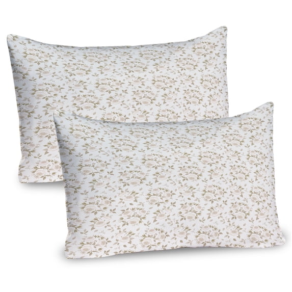 Ambesonne Rose Pillow Sham 2 Pack, Blossoms Petals Essence, 36"x20", Coconut Beige