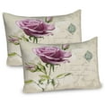 thumbnail image 1 of Ambesonne Rose Pillow Sham 2 Pack, Vintage Delicate, 26"x20", Tan Pale Pink Green, 1 of 3