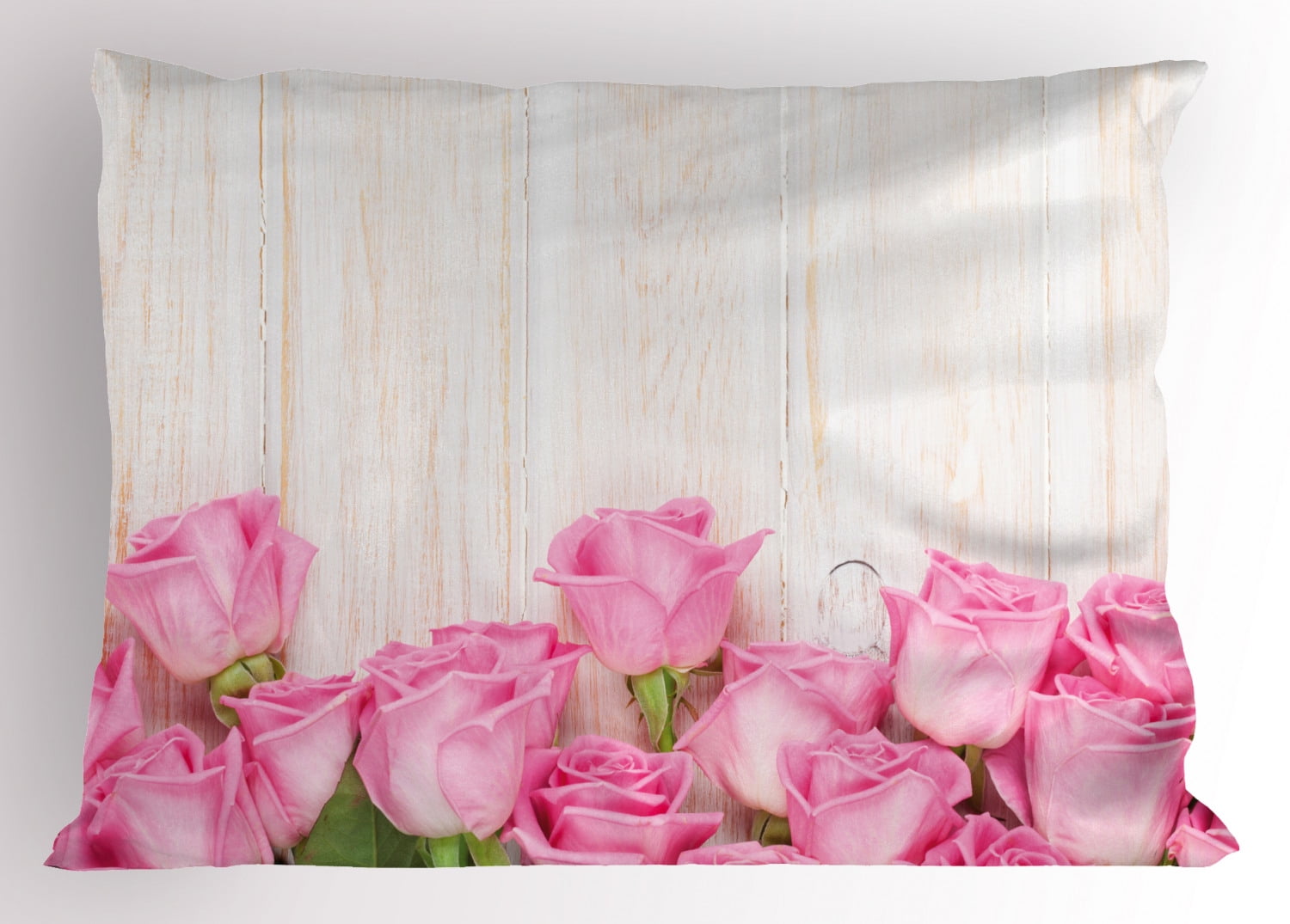 Pink Rose Floral Polyester Standard Pillow Sham