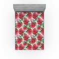 thumbnail image 1 of Ambesonne Rose Print Fitted Sheet, Watercolor Floral Boho, Queen Size, Dark Pink Green and Blue, 1 of 5