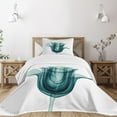 thumbnail image 1 of Ambesonne Rose Quilted Bedspread Set 2 Pcs, Flowers Nature, Twin Size, Teal White, 1 of 5