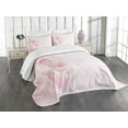 thumbnail image 1 of Ambesonne Rose Quilted Bedspread Set 3 Pcs, Close up Pink Flourish, Queen Size, Pale Pink, 1 of 2