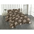 thumbnail image 1 of Ambesonne Rose Quilted Bedspread Set 3 Pcs, Retro Effect Romantic Floral, King, Brown and Umber, 1 of 4
