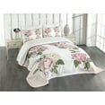 thumbnail image 1 of Ambesonne Rose Quilted Bedspread Set 3 Pcs, Springtime Bouquets Nature, King Size, Pale Pink Reseda Green, 1 of 5