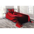 thumbnail image 1 of Ambesonne Rose Quilted Coverlet 2 Pcs, Swirled Petals Red Blossom, Twin Size, Vermilion Black, 1 of 4