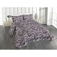 thumbnail image 1 of Ambesonne Rose Quilted Coverlet 3 Pcs, Gothic Flowers Vintage Print, King Size, Blush Quartz and Dried Rose, 1 of 4