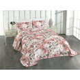 thumbnail image 1 of Ambesonne Rose Quilted Coverlet 3 Pcs, Romantic Grunge Flowers Print, Queen Size, Dark Blue Grey and Coral, 1 of 4