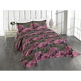 thumbnail image 1 of Ambesonne Rose Quilted Coverlet 3 Pcs, Romantic Pattern Flowers Print, King Size, Eggplant Evergreen and Pink, 1 of 4