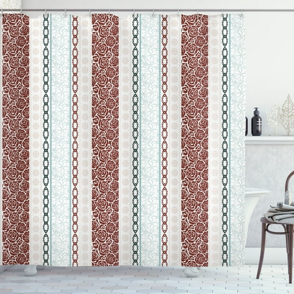 Ambesonne Rose Shower Curtain, Art Classical Victorian Motifs, 69"Wx75"L, Pale Redwood