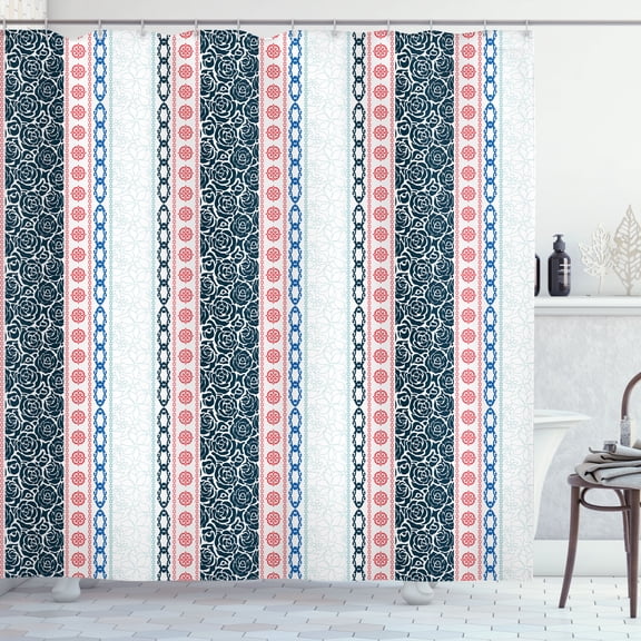 Ambesonne Rose Shower Curtain, Art Classical Victorian Motifs, 69"Wx84"L, Dark Teal