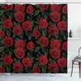 thumbnail image 1 of Ambesonne Rose Shower Curtain, Retro Petals Leaves Growth, 69"Wx70"L, Ruby Hunter Green Black, 1 of 3