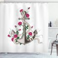 thumbnail image 1 of Ambesonne Rose Shower Curtain, Romantic Sea Anchor, 69"Wx84"L, Hot Pink Green Taupe, 1 of 3