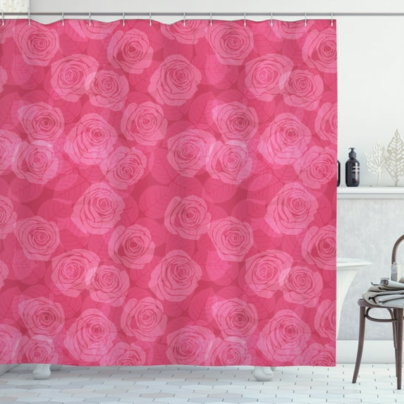 Ambesonne Rose Shower Curtain, Shades of Pink Romantic, 69"Wx70"L, Pink