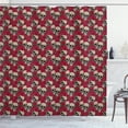thumbnail image 1 of Ambesonne Rose Shower Curtain, Skulls Red Blossoms Retro, 69"Wx84"L, Vermilion Tan Green, 1 of 3