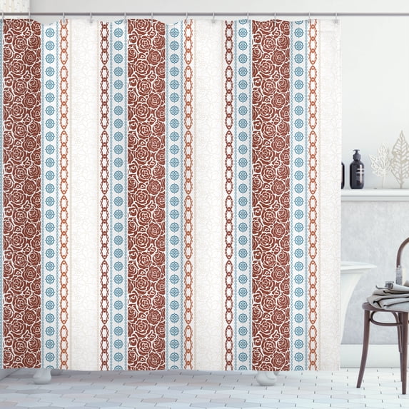 Ambesonne Rose Shower Curtain, Victorian Motifs Classical Art, 69"Wx70"L, Mauve Taupe