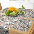 thumbnail image 1 of Ambesonne Rose Table Runner & Placemats, Flourishing Pink Flora, Placemat 4 pcs + Runner 16"x90", Pale Pink Green Bluegrey, 1 of 2