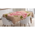 thumbnail image 1 of Ambesonne Rose Tablecloth Rectangular Table Cover, Pink Bouquet of Flowers, 52"x70", Tan Pale Pink Green, 1 of 4