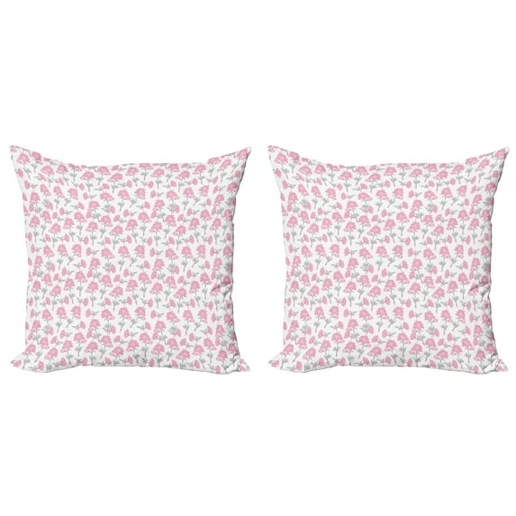 Ambesonne Rose Throw Pillow Cover 2 Pack, Tender Spring Flourish, 16", Dried Rose Seafoam