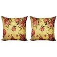 thumbnail image 1 of Ambesonne Rose Throw Pillow Cover 2 Pack, Victorian Style Pattern, 16", Cream Pink Green, 1 of 6
