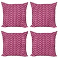 thumbnail image 1 of Ambesonne Rose Throw Pillow Cover 4 Pack, Blossoming Romantic Flowers, 20", Magenta Peach and Green, 1 of 2