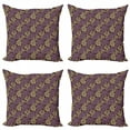 thumbnail image 1 of Ambesonne Rose Throw Pillow Cover 4 Pack, Nostalgic Inspired Damask Art, 18", Dark Fuchsia Khaki, 1 of 2