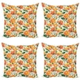 thumbnail image 1 of Ambesonne Rose Throw Pillow Cover 4 Pack, Old Bridal Vivid Bouquet, 20", Cream Orange Green, 1 of 6