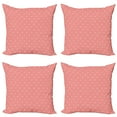 thumbnail image 1 of Ambesonne Rose Throw Pillow Cover 4 Pack, Old Fashioned Polka Dots, 16", Coral and Rose, 1 of 2
