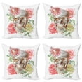 thumbnail image 1 of Ambesonne Rose Throw Pillow Cover 4 Pack, Tender Bloom Skull, 16", Multicolor, 1 of 7