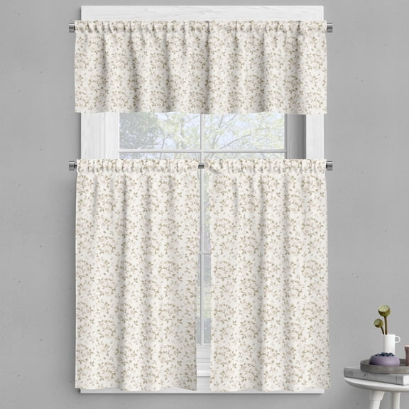 Ambesonne Rose Valance & Curtain, Blossoms Petals Essence, 55"x30", Coconut Beige