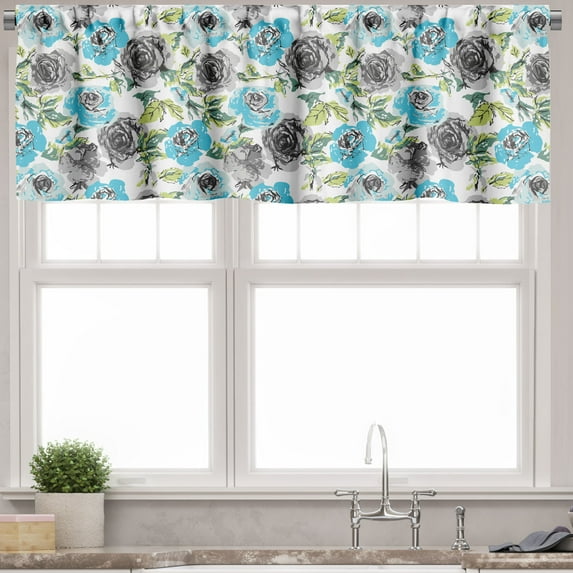 Ambesonne Rose Valance Pack of 2, Watercolor Effect, 54"X12", Multicolor