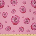 thumbnail image 1 of Ambesonne Roses Fabric by the Yard Microfiber, Pink Tones Monochrome Flowers, 1 Yard, Pink Raspberry, 1 of 2