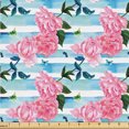 thumbnail image 1 of Ambesonne Roses Fabric by the Yard Upholstery, Pastel Colors Vintage Flowers, 10 Yards, Pale Azure Blue Pale Pink, 1 of 5