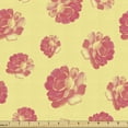 thumbnail image 1 of Ambesonne Roses Fabric by the Yard Upholstery, Vintage Theme Feminine Petals, 1 Yard, Pastel Yellow and Coral, 1 of 5