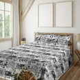 thumbnail image 1 of Ambesonne Roses Fitted & Flat Sheet with Sham 3 Pcs Set, Monochrome English Garden Art, Twin XL, Grey and White, 1 of 5