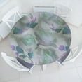 thumbnail image 1 of Ambesonne Roses Fitted Round Tablecloth, Blurry Garden Flowers Print, 40"- 44" Diameter, Mint Green Lilac and Grey, 1 of 5