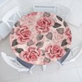 thumbnail image 1 of Ambesonne Roses Fitted Round Tablecloth, English Garden Floral Artwork, 45"- 56" Diameter, Grey and Pastel Pink, 1 of 5