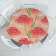 thumbnail image 1 of Ambesonne Roses Fitted Round Tablecloth, Romantic Silhouettes Floral, 36"- 40" Diameter, Dark Coral Fern Green, 1 of 5