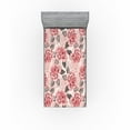 thumbnail image 1 of Ambesonne Roses Fitted Sheet, English Garden Floral Artwork, Twin Size, Grey and Pastel Pink, 1 of 5