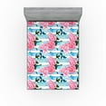 thumbnail image 1 of Ambesonne Roses Fitted Sheet, Pastel Colors Vintage Flowers, King Size, Pale Azure Blue Pale Pink, 1 of 5