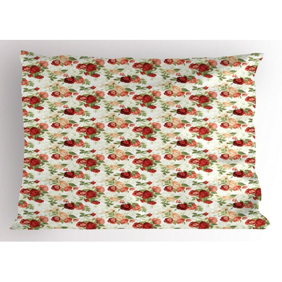 Ambesonne Roses Pillow Sham, Romantic Vintage Composition, 26" X 20", Multicolor