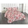 thumbnail image 1 of Ambesonne Roses Quilted Bedspread Set 3 Pcs, English Garden Floral Artwork, Queen, Grey and Pastel Pink, 1 of 4