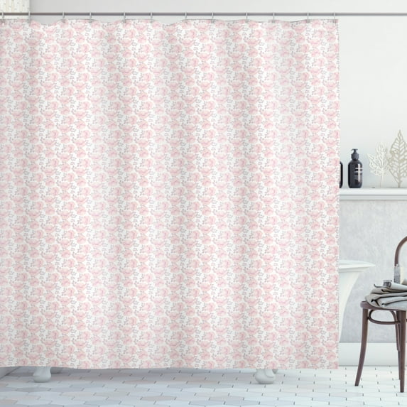Ambesonne Roses Shower Curtain, Pink Flowers in Pastel Tones, 69"Wx70"L, Rose Mauve