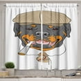 thumbnail image 1 of Ambesonne Rottweiler Kitchen Curtains, Dog in a Cap and Tie, 55"x39", Multicolor, 1 of 2