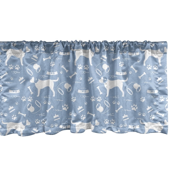 Ambesonne Rottweiler Window Valance, Dog Item Silhouettes, 54" X 18", Pale Ceil Blue and White