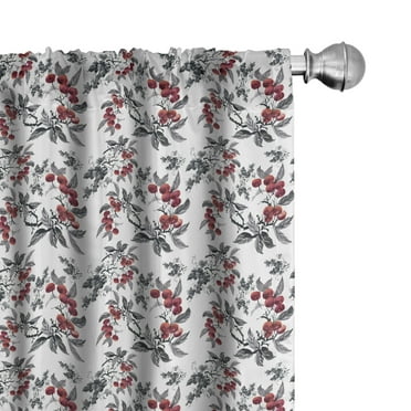 Ambesonne Rowan 4-Panel Curtains, Abstract Botany Garden, 56"x95", Ruby Grey Black